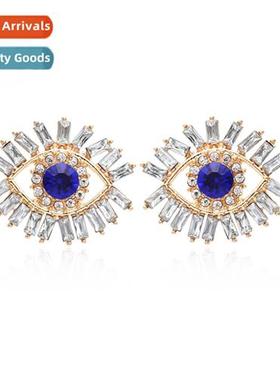 New simple creative alloy diamd eye earrings retro fashi nd