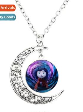 Coraline & Secret Door Mo Necklace Dome Glass Pendant Hallow
