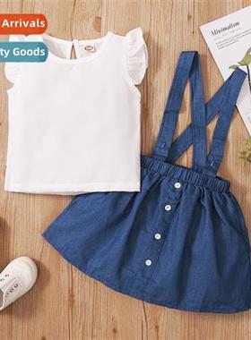 Girls spring  autumn  2021 new n solid color sleeveless top