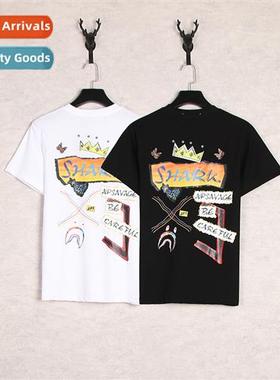 21 new shark colorful letters couple dress summer short-slee