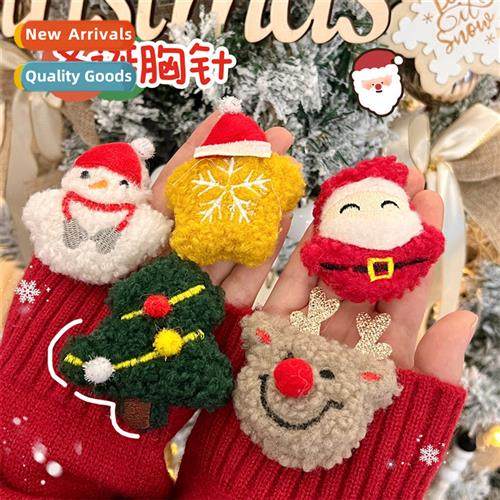 Winter new plush Christmas doll brooch accessories girl hear