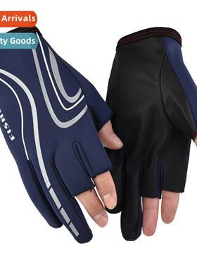 Spring  summer ice silk sunscreen mens gloves leakage three