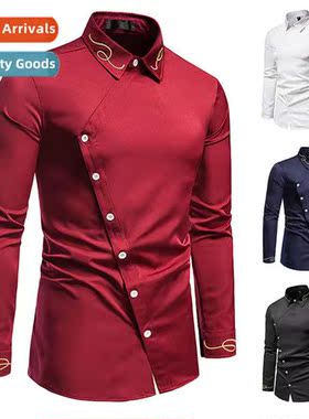 New hollowed out European size mens nd embroidered asymmetri