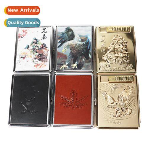 New Metal 20pcs Cigarette Case wh USB Charging Cigarette Lig