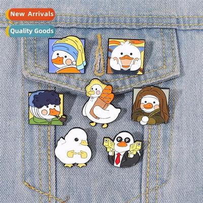 Oil painting series alloy brooch exquise carto cute double g