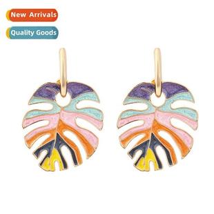 hollow persalized drip New earrings leaves oil zinc creative