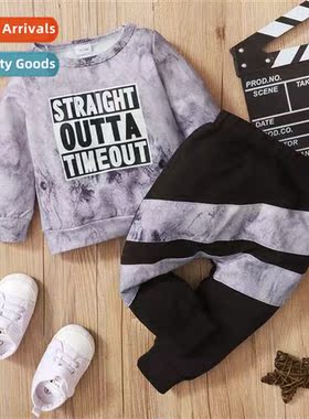 Boys spring  fall 2022 new n letters tie-dye printing lg-sle