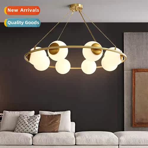 All copper chelier modern simple creative circle living room