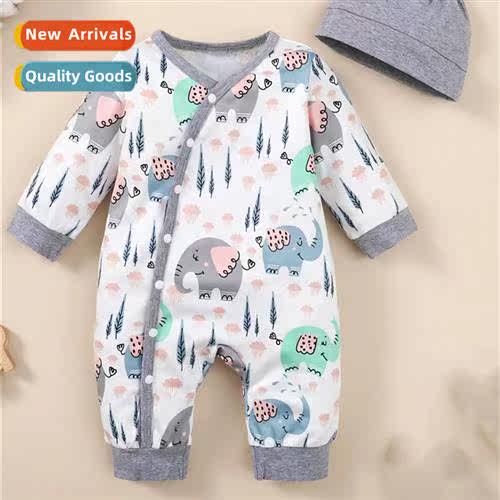 ins baby spring  fall  2023 new n animal print lg-sleeved e-