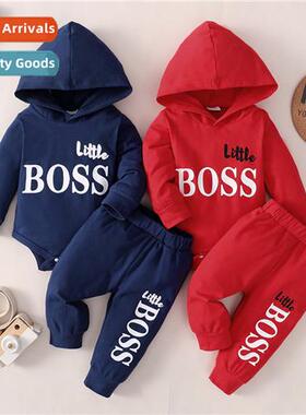 Boys spring  autumn  2023 new n letters printed hooded top +