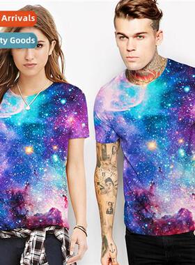 2019 spring  summer new mens digal printing Slim short-sleev