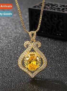 n gold-plated luxury necklace female full  diamds crine hear