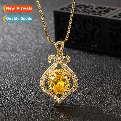 n gold-plated luxury necklace female full  diamds crine hear