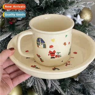 cream lovely graffi ceramic Christmas cup limed