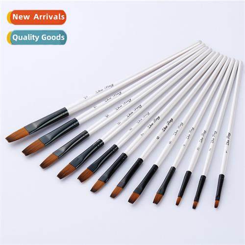 Watercolor Brush Set Nyl Hair Flat Tip Brushes 12pcs Shell W