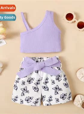 Girls Spring  Autumn 2023 new n sleeveless e-shoulder solid