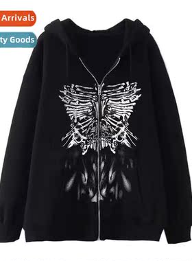 Dark persaly printing sweater women American 2022 new black