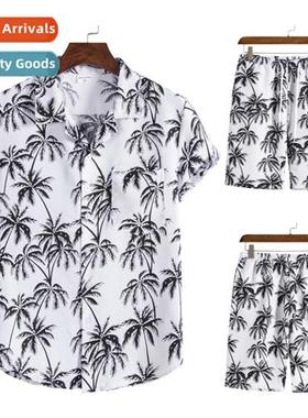 2022 Hawaii Collecti Beach Style Su Collar Printed Short Sle