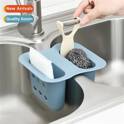 Sink draining storage rack Saddle-style double compartments