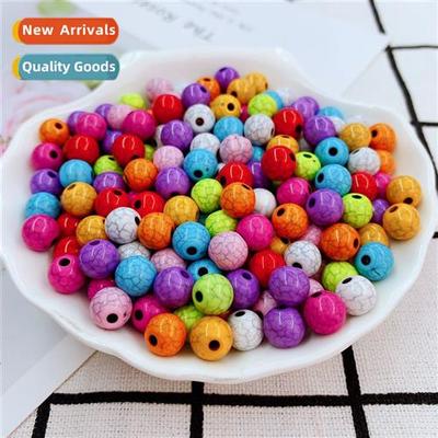 Hmade beads diy material package solid color crackle round b