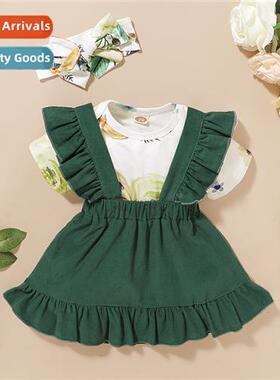 Girls Spring  Autumn 2020 new n short-sleeved floral top + s