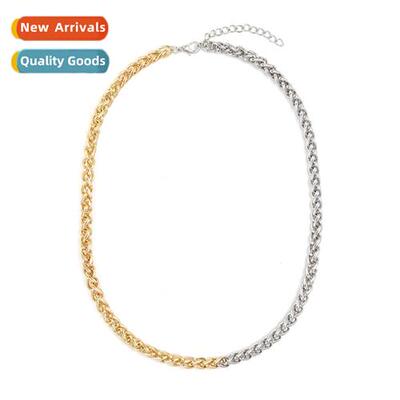 New simple color splicing necklace retro Hg Kg style small f