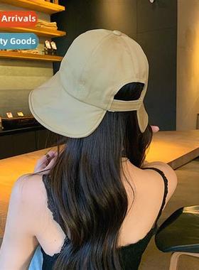 Can tie  pytail black hat round face female summer bucket fi