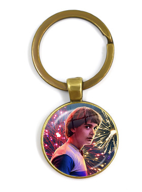 Stranger Things Timeless Gemste Metallic Brze Keychain
