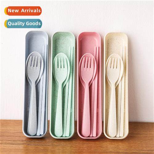Creative Wheat Straw Tableware Set Spo Fork Chopsticks Child