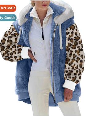 2023 Autumn  Winter Zipper Lg Sleeve Leopard Print Splicing