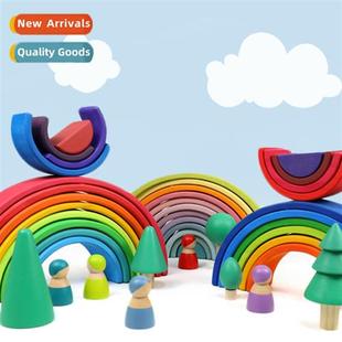 rainbow large blocks stacking creati Childrens puzzle wooden