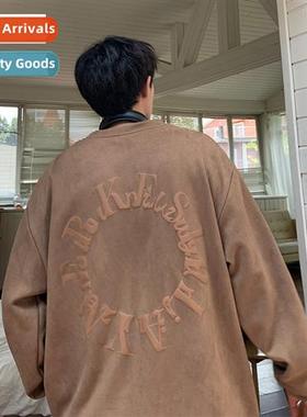 Foam Printed Curry Suede Lg Sleeve T-Shirt Mens  Womens Autu