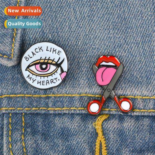 Eyes Scissors Tgue Brooch Summer Hat Shirt Collar Pin Collar