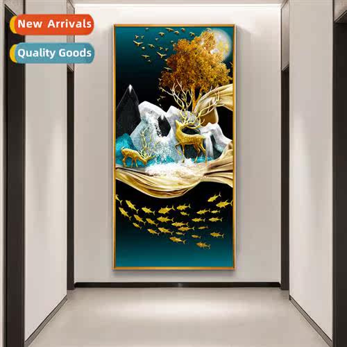 Full embroidery elk fortune e fish cross stch vertical new s