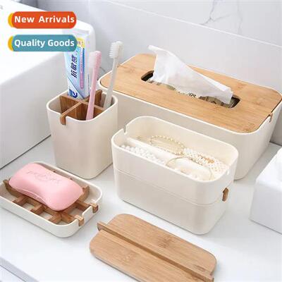 Bamboo Fiber Storage Box Bamboo Wood Storage Dust Box Deskto