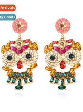 New retro fashi cute owl earrings diamd oil drop modern mini