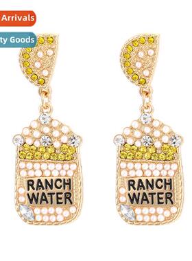 New fashi retro diamd earrings zinc alloy inlaid pearl persa