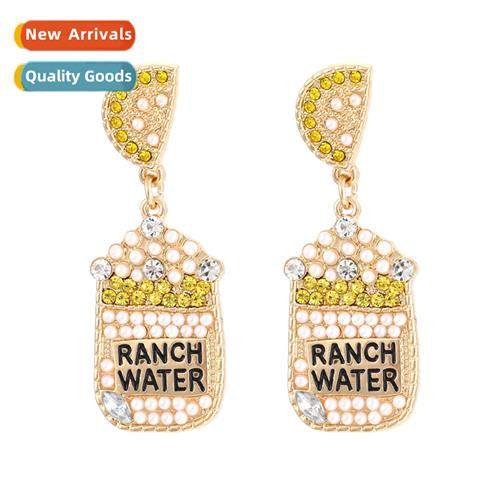 New fashi retro diamd earrings zinc alloy inlaid pearl persa