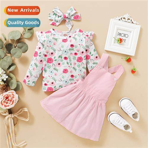 Girls fall  winter  2020 new n lg-sleeved floral top + solid