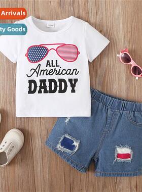 Girls Spring  Autumn 2023 new n Independence Day print short