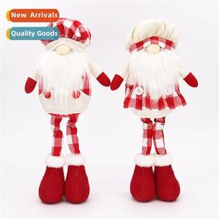 old man Christmas red faceless foot plaid doll