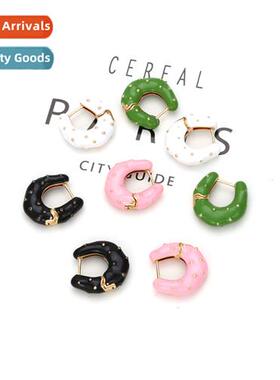 Simple geometric copper gold-plated earrings vintage oil dro