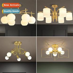 All copper ceiling lamp simple American living room lamp sim