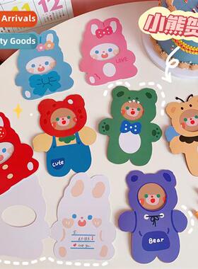 Ins style carto cute girl heart bear birthday card creative