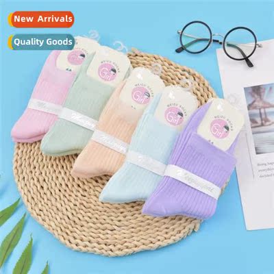 New candy-colored mid-calf socks womens socks Japanese solid