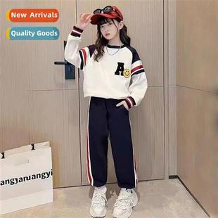 Autumn new childrens dressy sweater sweatpants set middle an