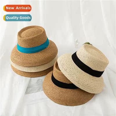 Ins vacati straw hat fashi elegant wide brim bowler hat Engl