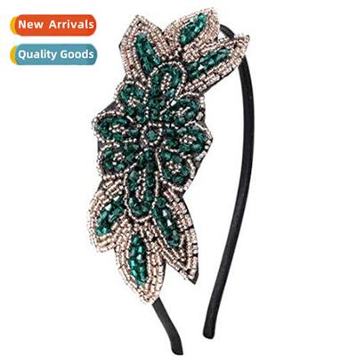 Womens Hair Bs Beaded Leaf Headbs 1920s Vintage Rhineste Hai