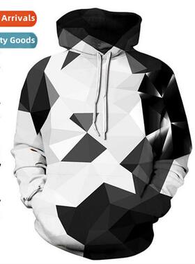 Wind set tide 3d printing hooded pullover sweater mens  wome
