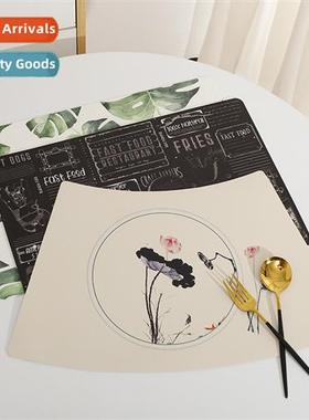 el placemats fan-shaped printing natial style lotus pattern